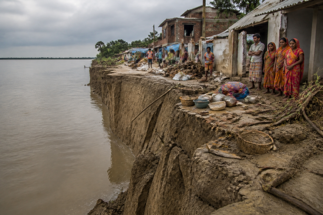 Manikchak river erosion affecting homes and flood-hit settlements in Malda