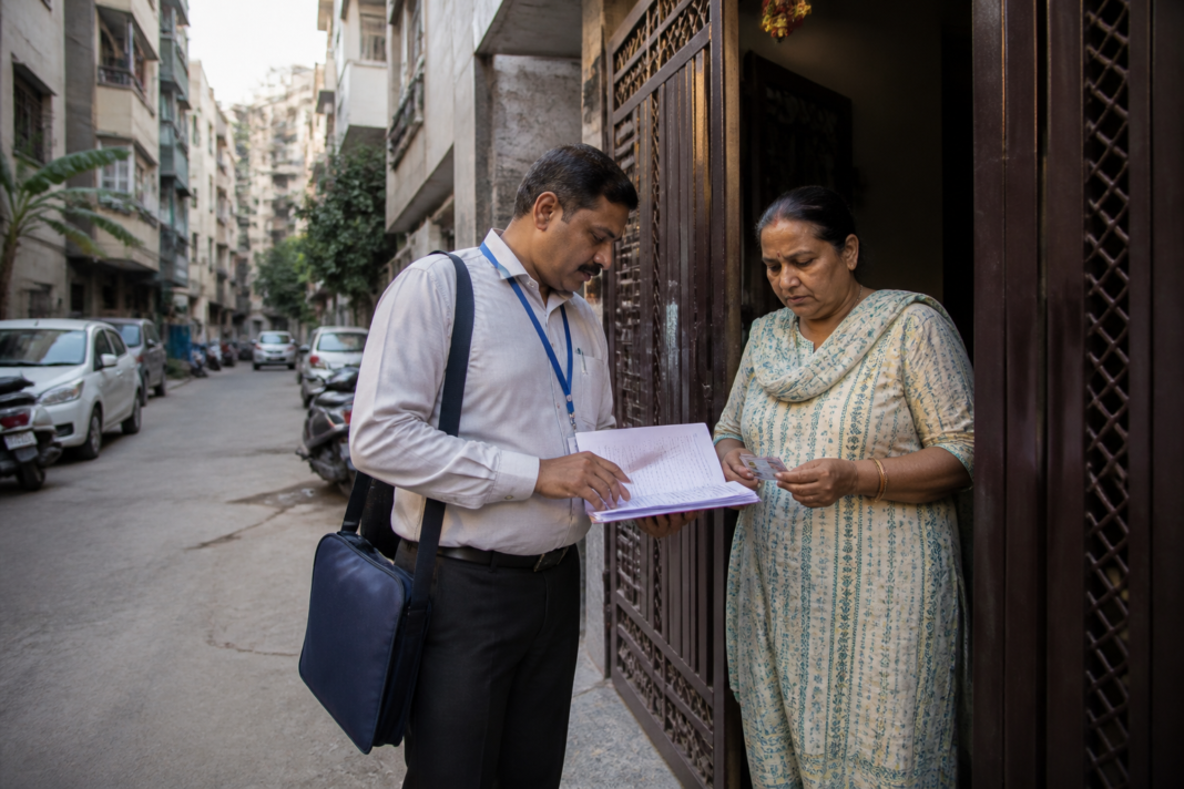 Delhi SIR voter notices being verified by booth-level officers during home visits