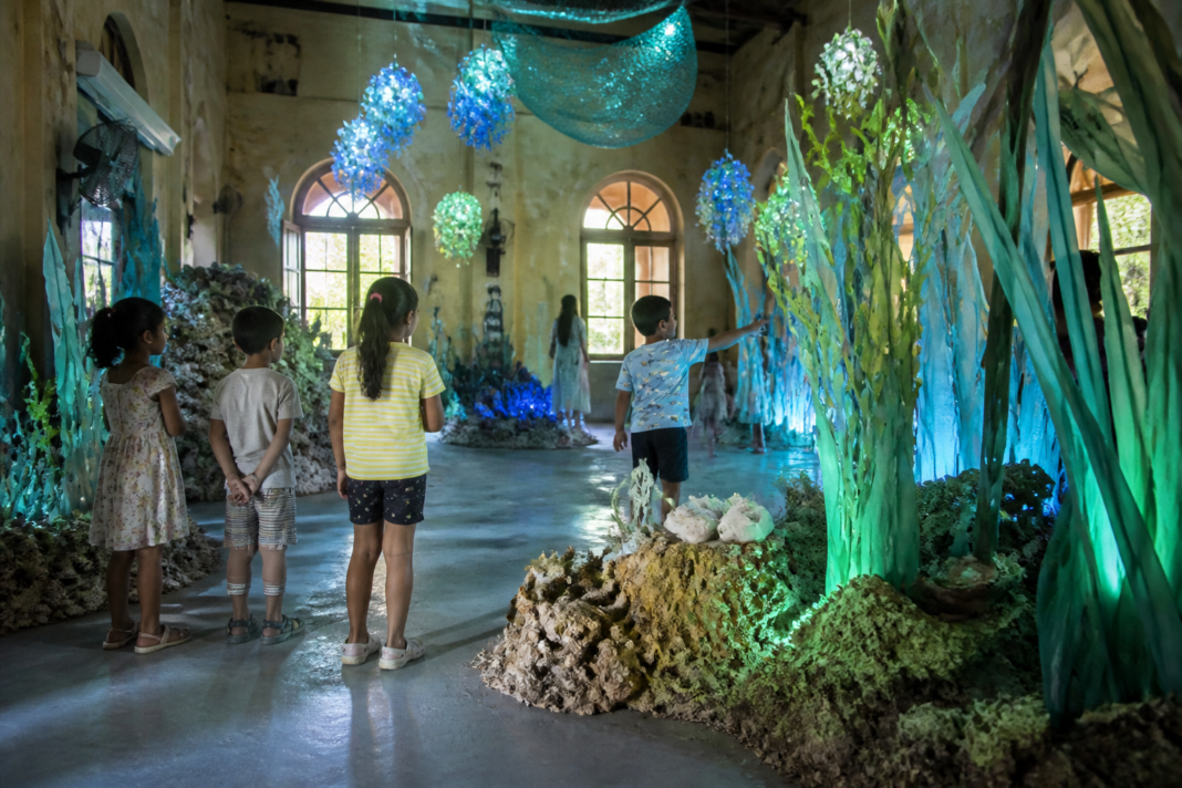 Phytoplankton World installation at Panaji’s old GMC complex with glowing marine artwork
