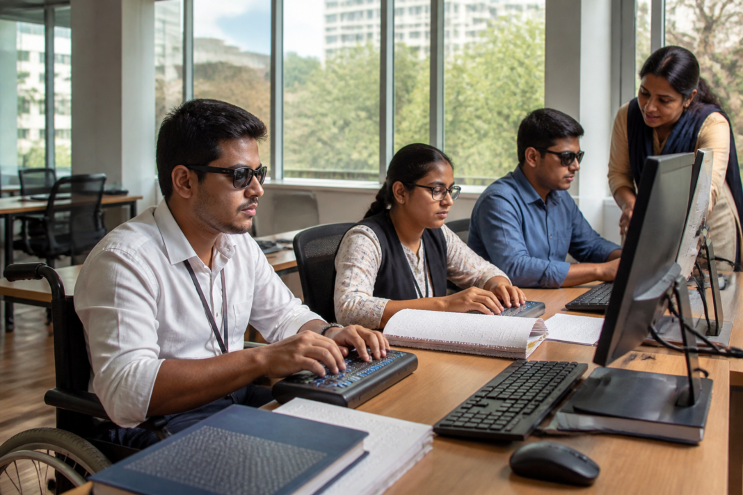 Bengaluru blind students resource centre with assistive technology and Braille learning materials