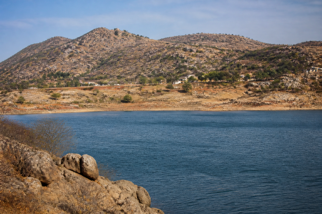 Narihalla pumped storage project site and reservoir landscape in Ballari, Karnataka