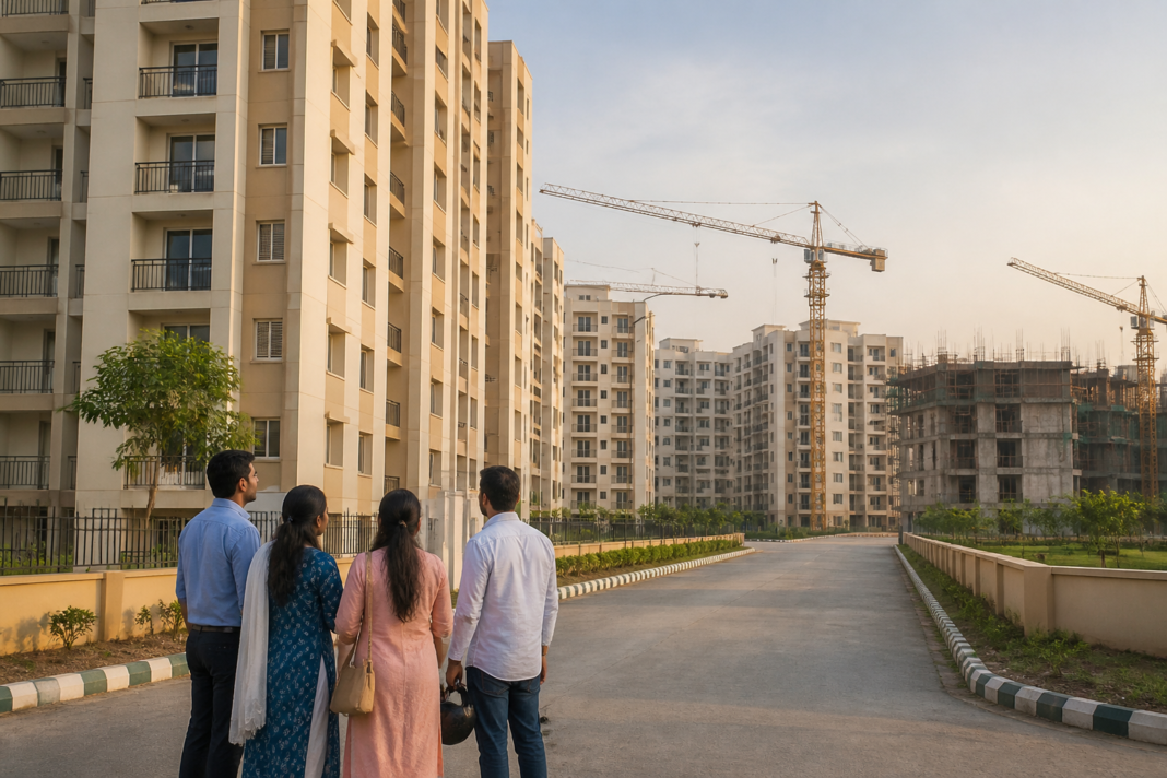 DDA housing scheme flats in Narela, Delhi, showing apartment blocks under development