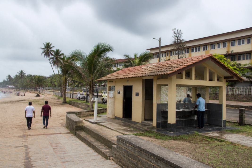 Miramar beach toilet plan site and public beach facilities in Panaji, Goa