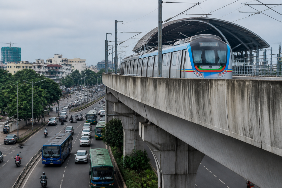 Hyderabad Metro train and city transport infrastructure in Hyderabad