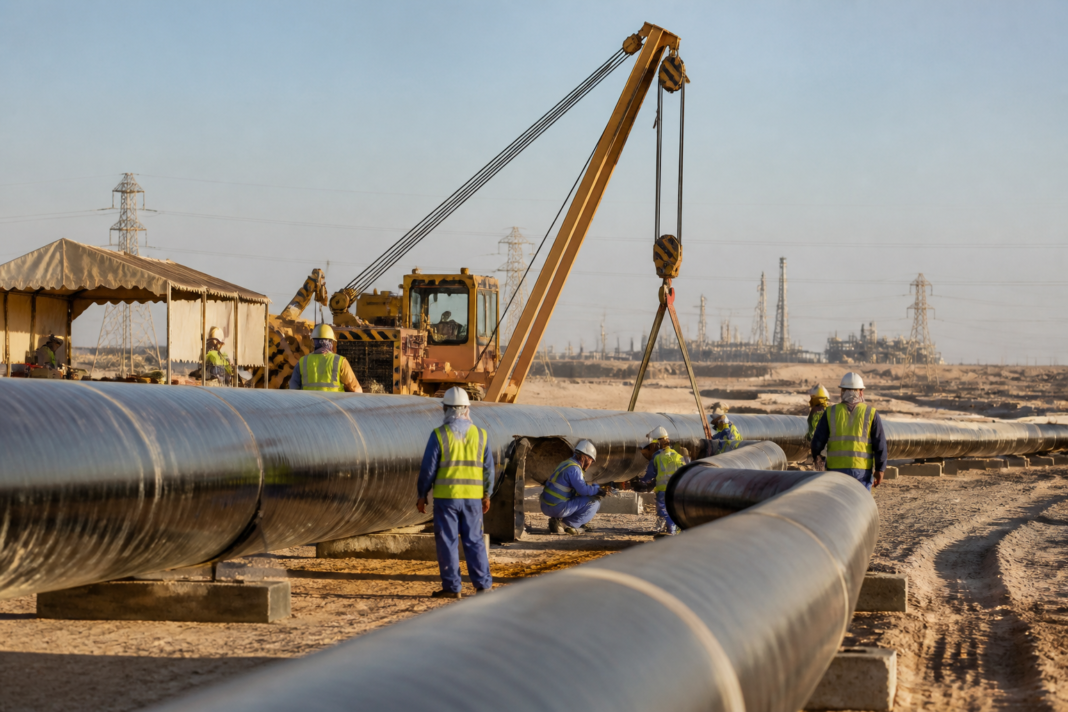 KPIL gas pipeline contract represented by a gas pipeline construction site in the UAE
