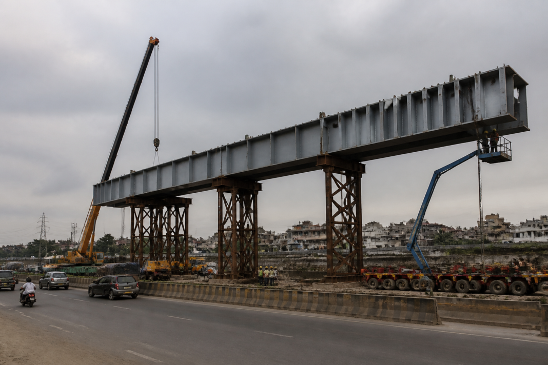 Mumbai-Ahmedabad bullet train steel bridge under construction near Bhiwandi