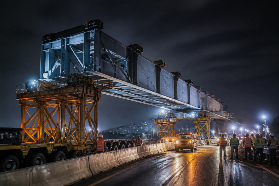 Mumbai Ahmedabad bullet train steel bridge being installed over NH-3 in Thane