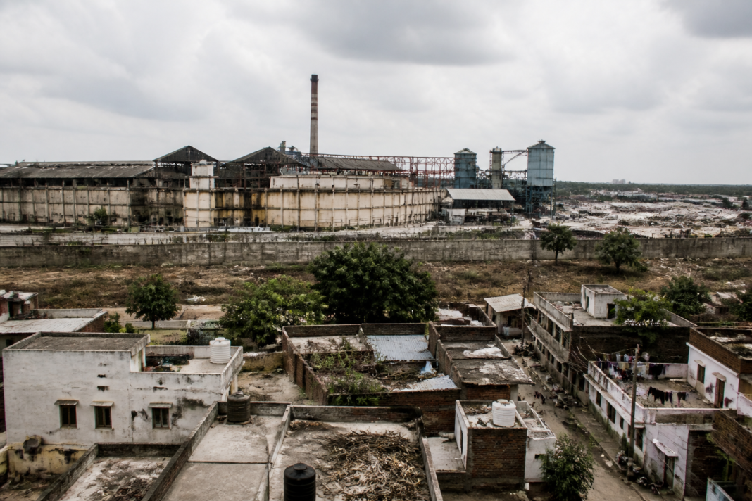 Kymore asbestos plant and surrounding residential areas in Katni district