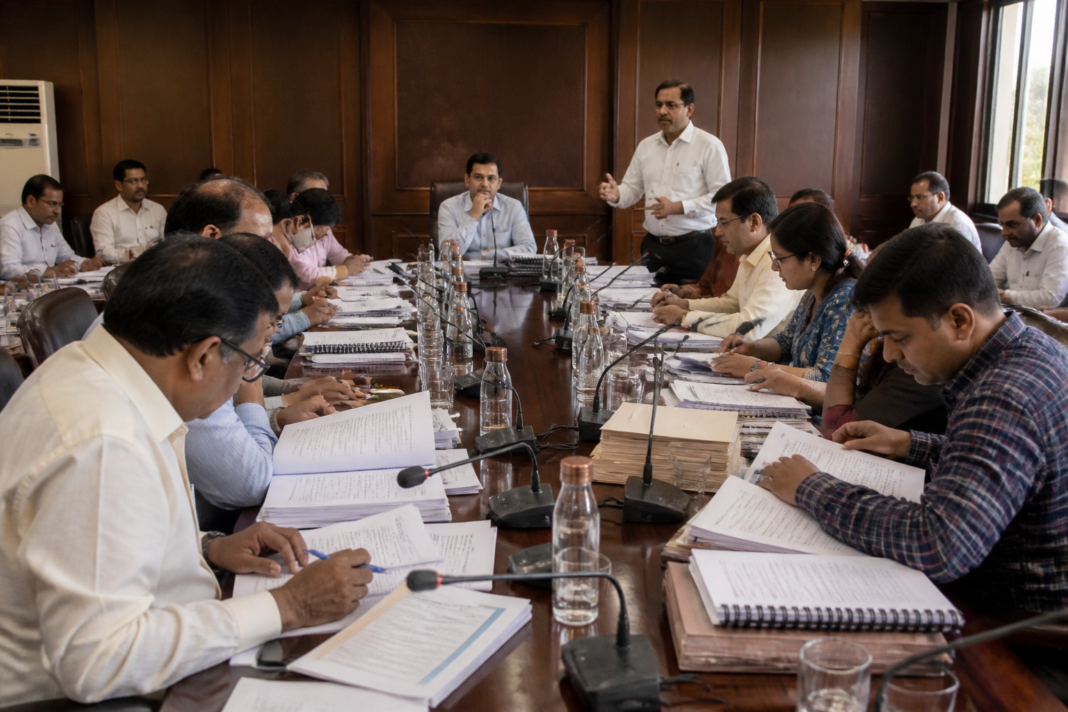 BEST budget meeting in Mumbai with committee members reviewing financial documents
