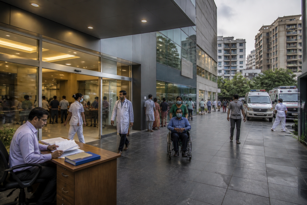 West Bengal hospital regulation discussed outside a modern Kolkata healthcare facility