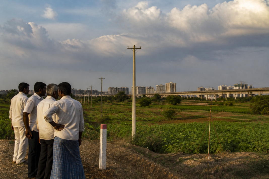 Farm land near Bahadurpally linked to the proposed bullet train project in Telangana