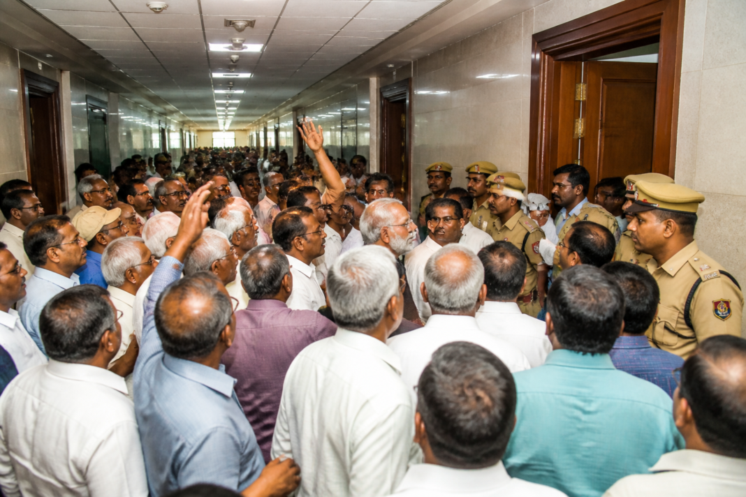 Telangana Secretariat protest over pending bills and retirement benefits