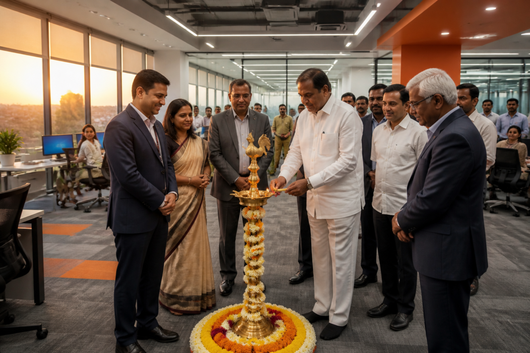 Hyderabad GCC inauguration with Billtrust executives and Telangana officials