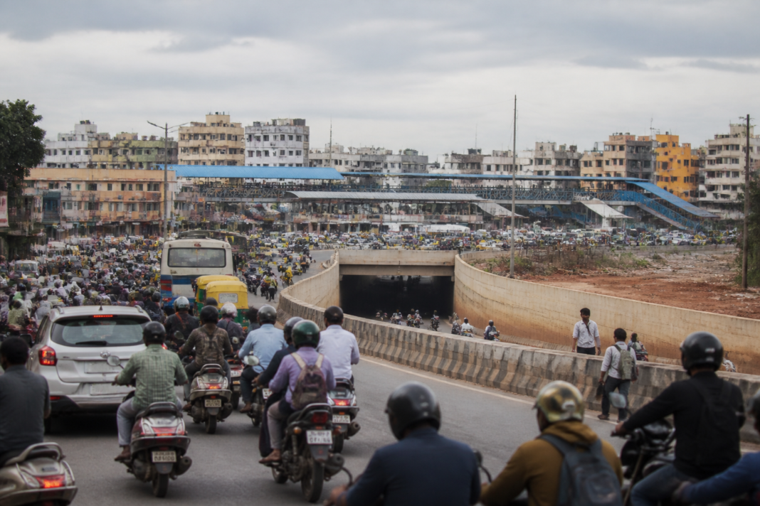 Bengaluru rotary flyover route area near Banaswadi and SMVT Baiyappanahalli Railway Station