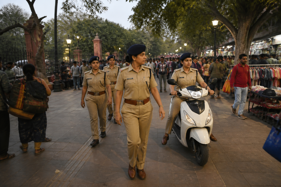 Delhi women safety patrols by women police officers on scooters in a city neighbourhood