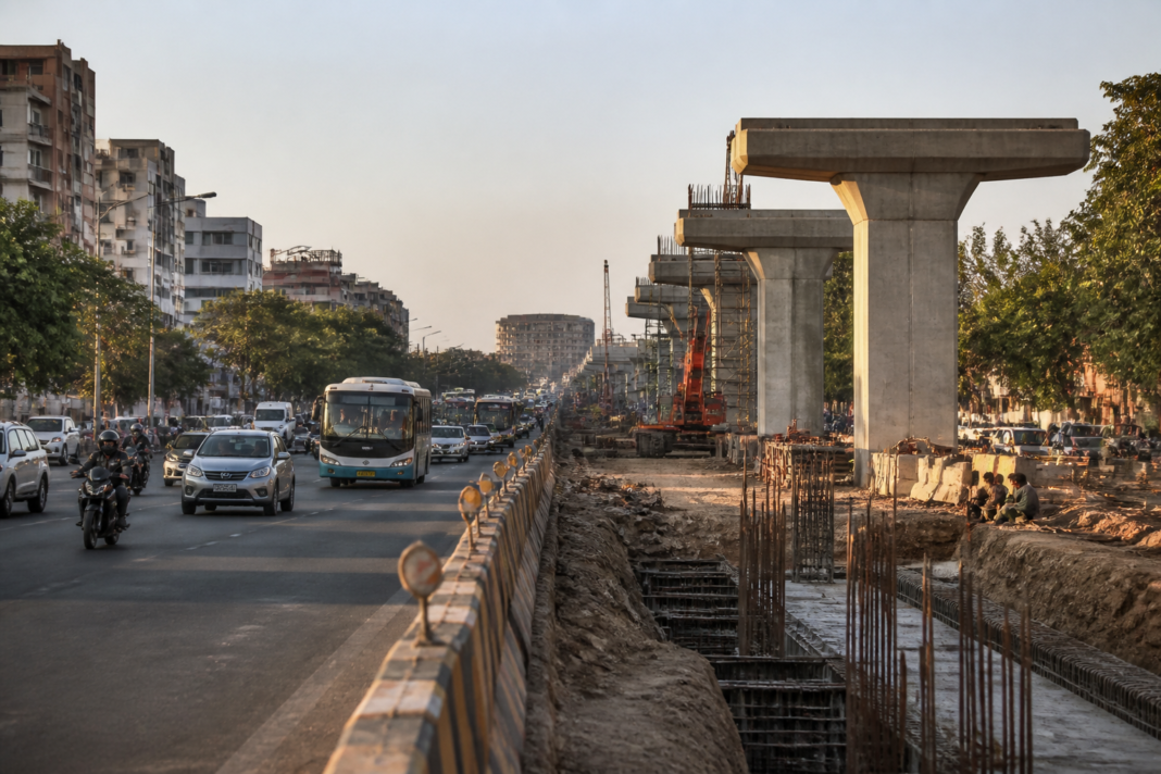 Jaipur elevated road corridor on Gopalpura Bypass amid dense urban development