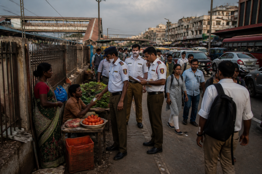 Dombivli hawkers occupying a road and footpath near the railway station