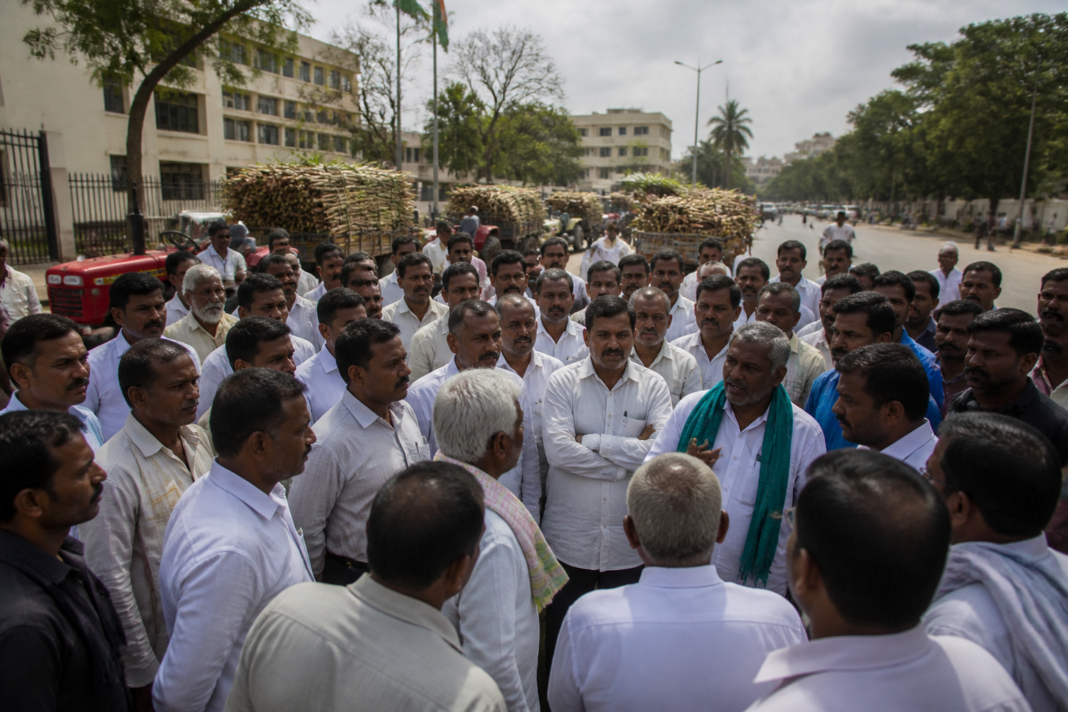 Sugarcane FRP protest by farmers in Hubballi, Karnataka