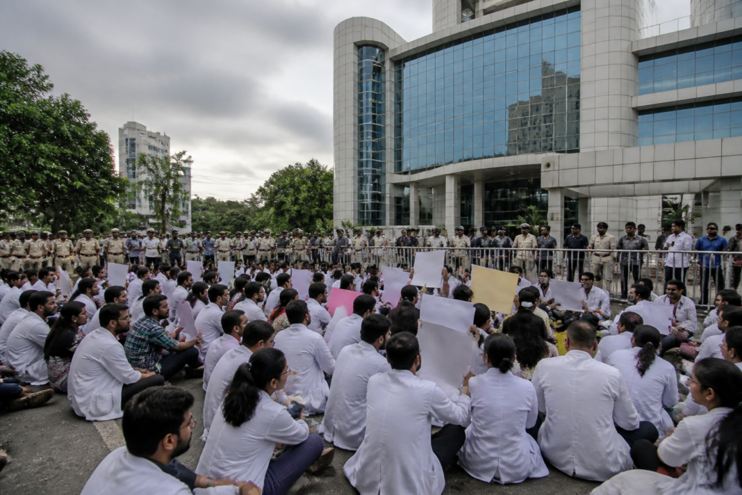 Protest by doctors outside the West Bengal Medical Council over fake doctors in West Bengal