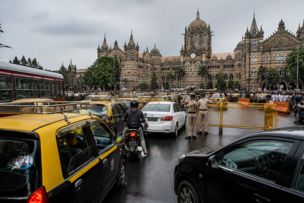 Mumbai traffic diverted near CSMT during a large protest in South Mumbai