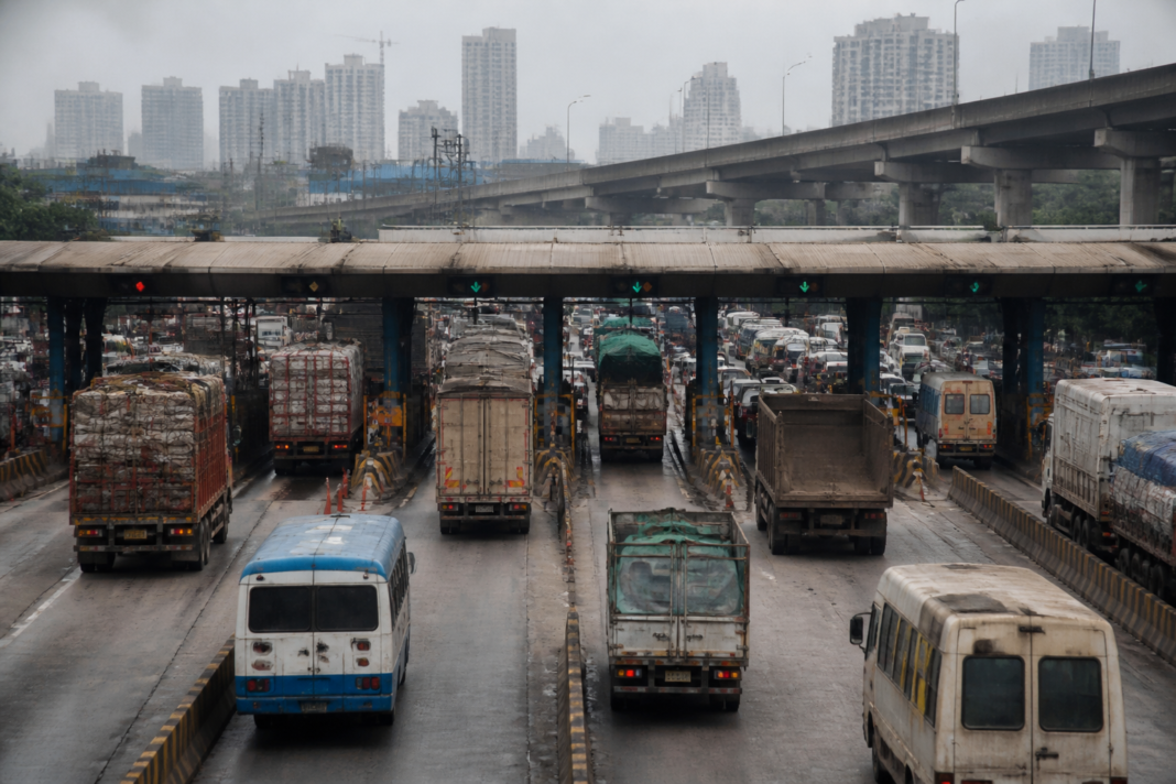 Mumbai toll hike notice affecting commercial vehicles at a city entry toll plaza