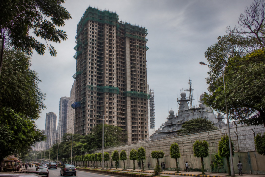 INS Trata high-rise dispute near a Mumbai naval base and surrounding Worli buildings