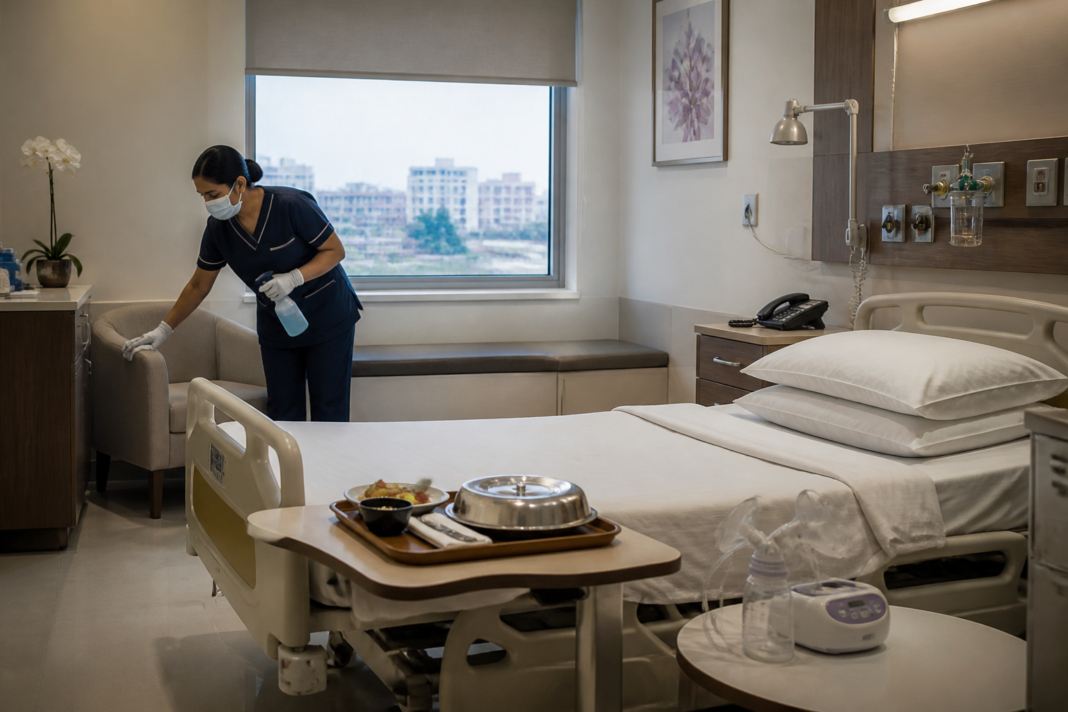 Hospital hygiene complaint involving pests in a private maternity suite