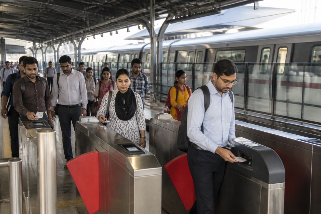 Namo Bharat Trip Pass commuters at a regional rapid transit station