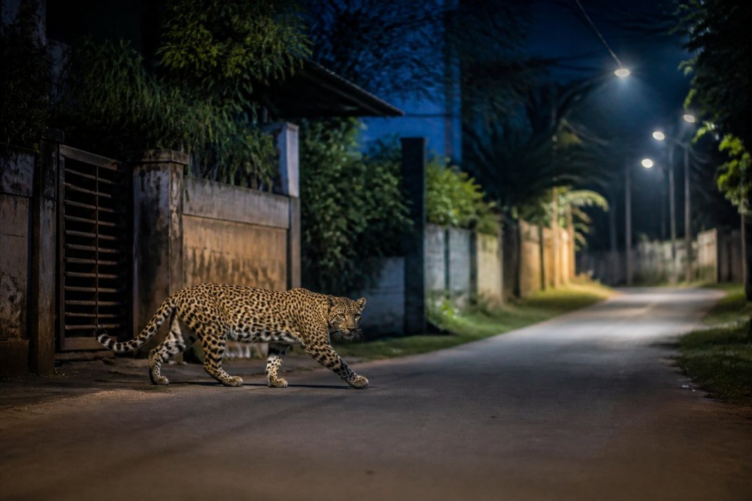 Mulki leopard sighting near a residential road in Dakshina Kannada