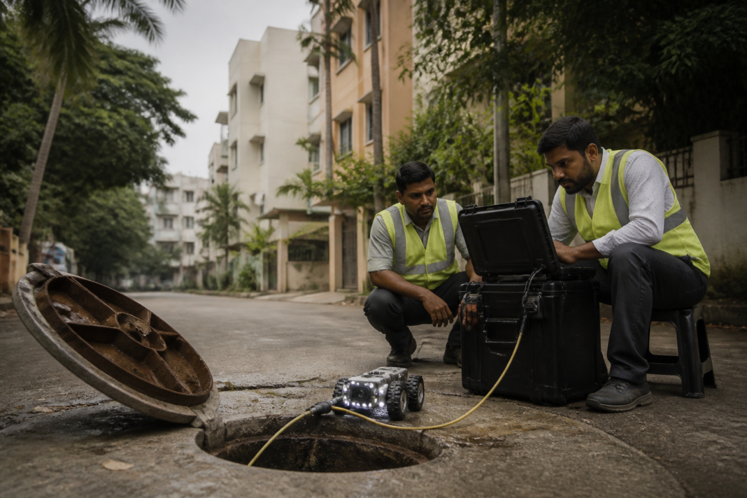 Robotic inspection of the Chennai water network inside an underground pipeline