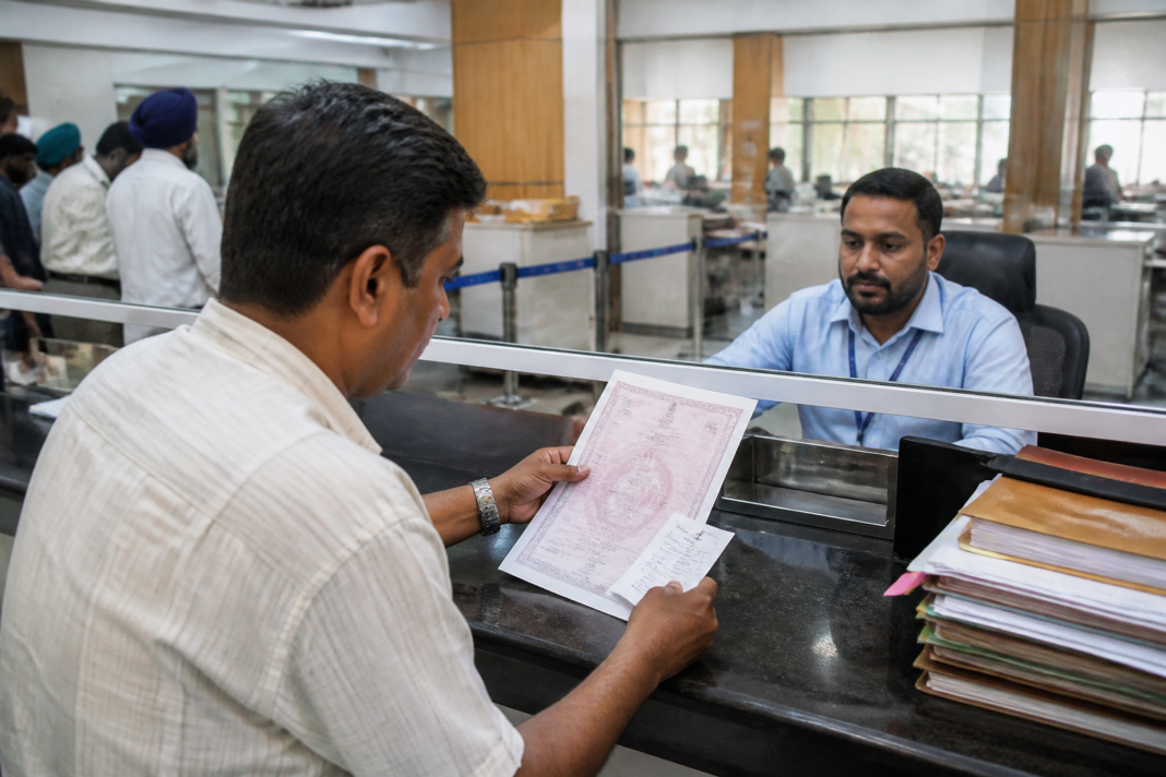 Chandigarh stamp paper charges displayed at a Sampark Centre counter