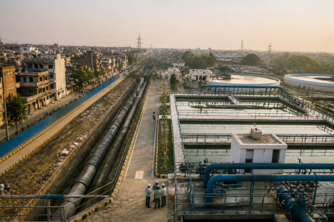 Delhi Jal Board water infrastructure and sewer upgrade plan in an urban neighbourhood