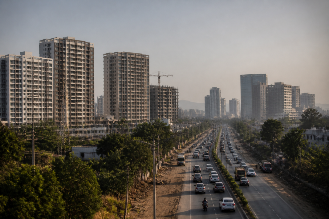 Pune home sales data shown through residential towers and urban connectivity in Pune