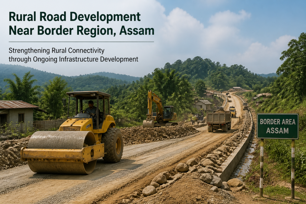 Under-construction road at Rongbarim near Dimapur Assam, showing worksite and civil infrastructure progress for ICBP road project