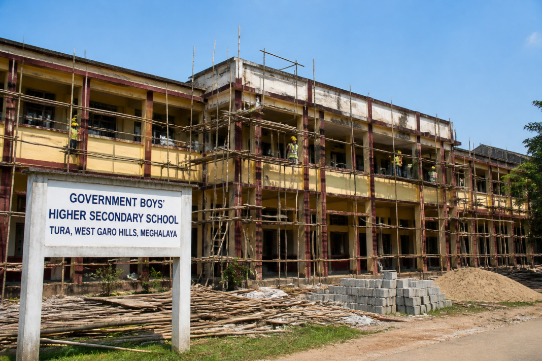 Government Boys Higher Secondary School building in Tura undergoing civil repair and renovation works