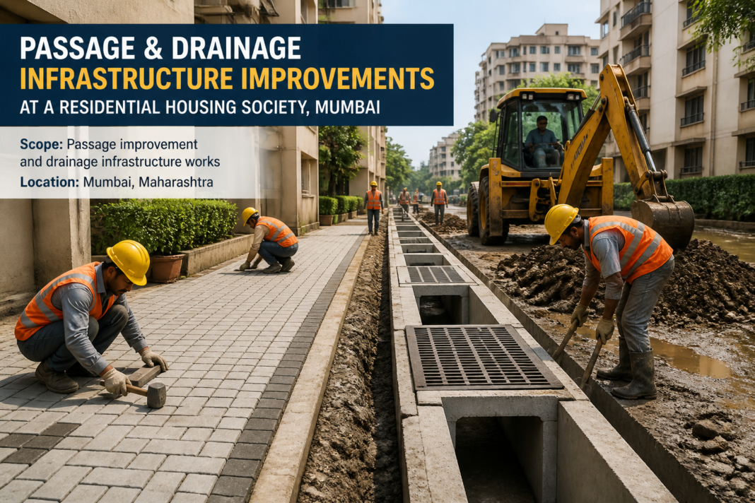 Drainage and passage improvement civil works at Vikrant Nagar Housing Society Borivali West Mumbai