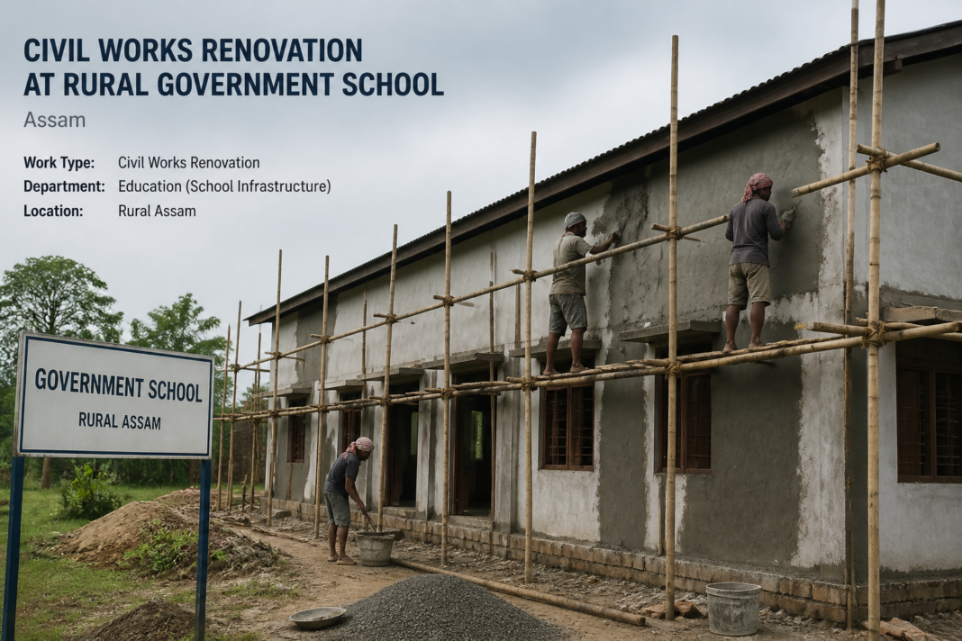 Civil works renovation underway at Angbong ME School government building in Assam