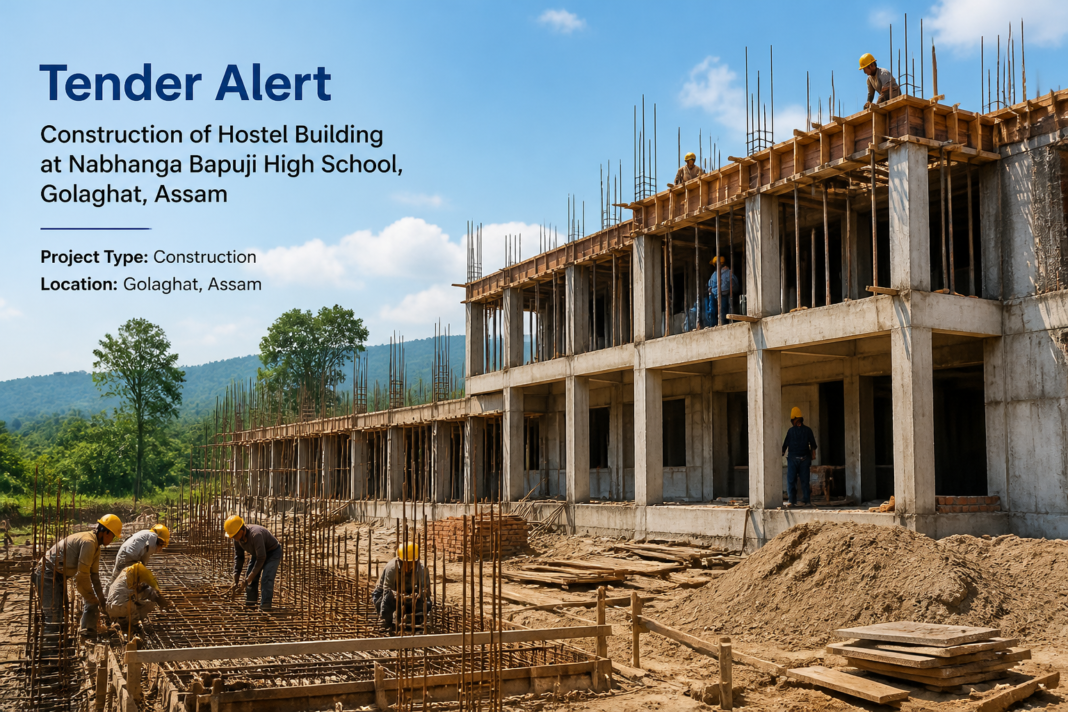 Construction site of hostel building at Nabhanga Bapuji High School in Golaghat, Assam