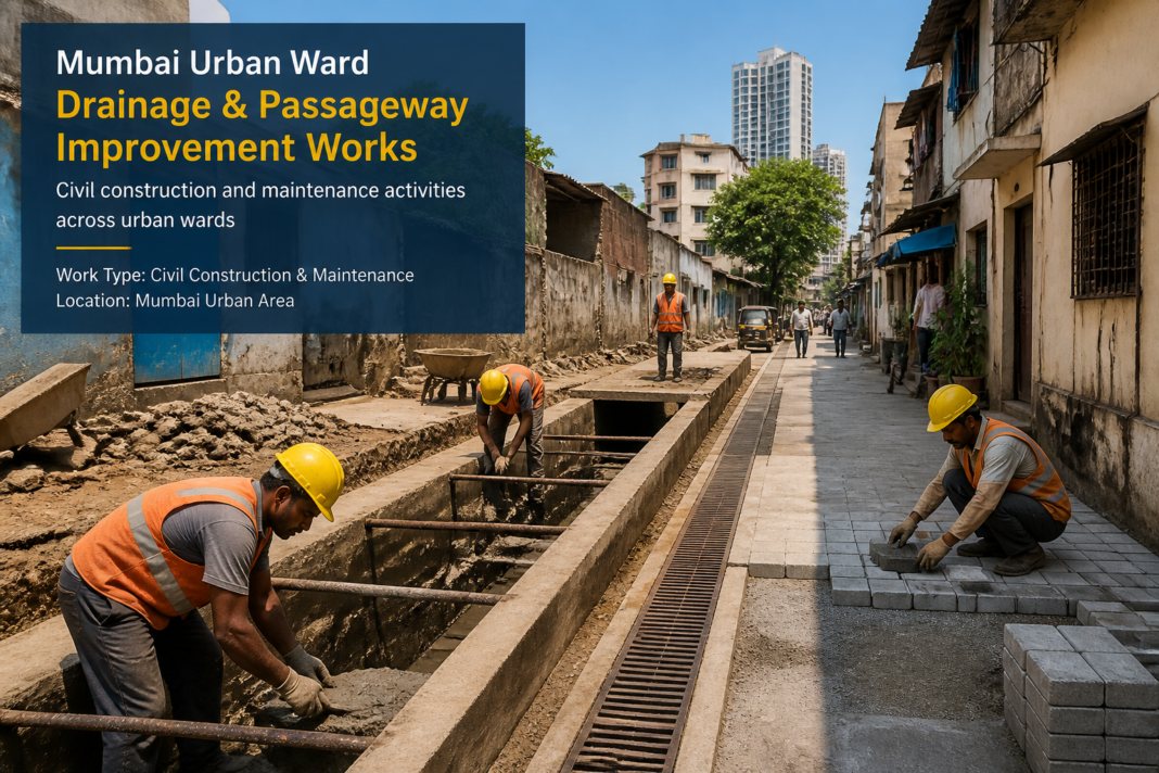 Construction work improving drainage and passageways in Mumbai N Ward municipal area