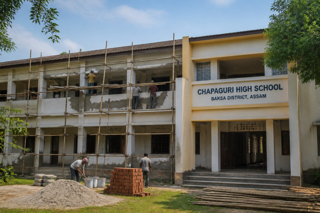 Chapaguri High School in Baksa District under repair and renovation, Assam government civil works tender