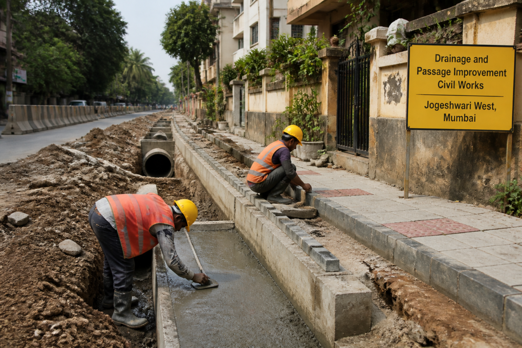 Drainage and passage improvement civil works in Jogeshwari West, Mumbai