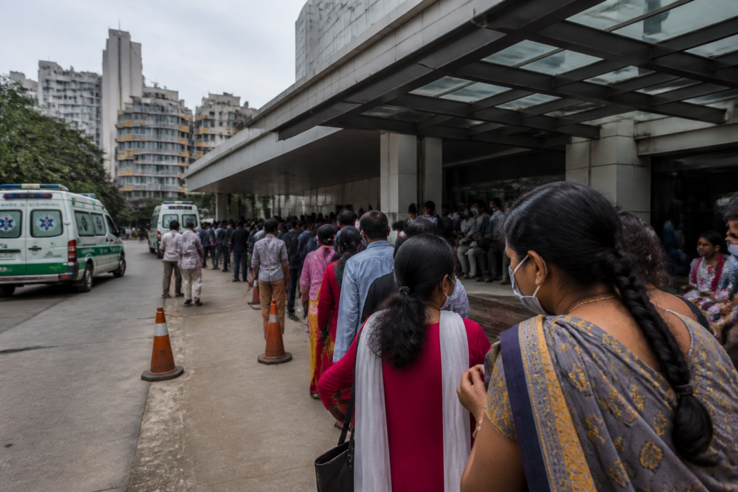 Nimhans overcrowding reflected by patients waiting outside a Bengaluru hospital outpatient department