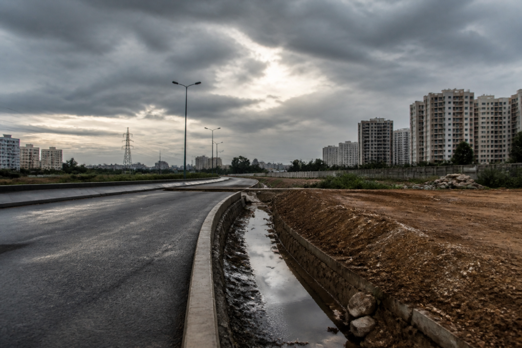 Telangana monsoon rainfall deficit affecting an urban road and water system