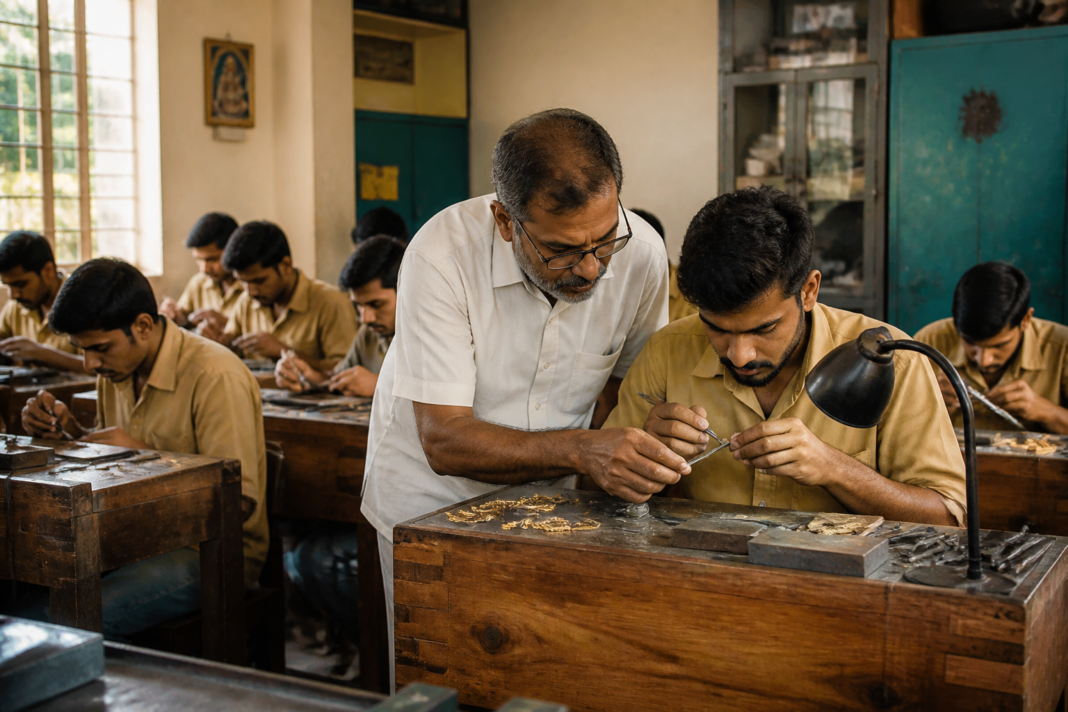 West Bengal jewellery training workshop with artisans crafting gold jewellery in Kolkata