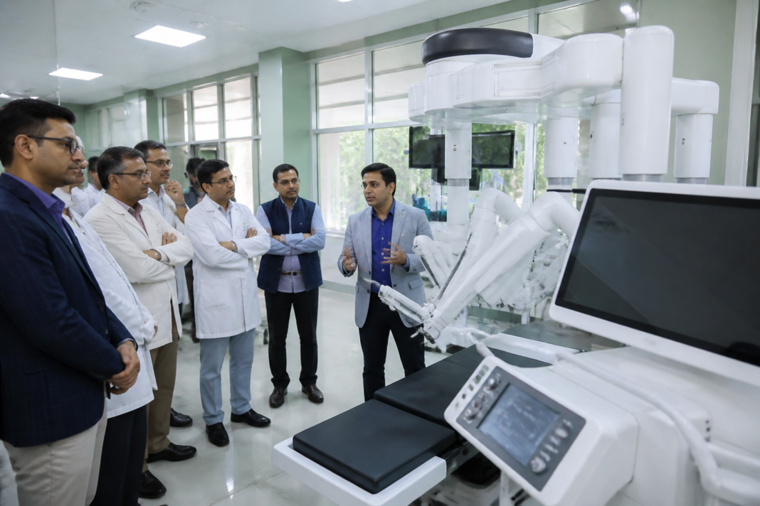 Robotic surgery equipment showcased at a Jharkhand government healthcare technology conclave