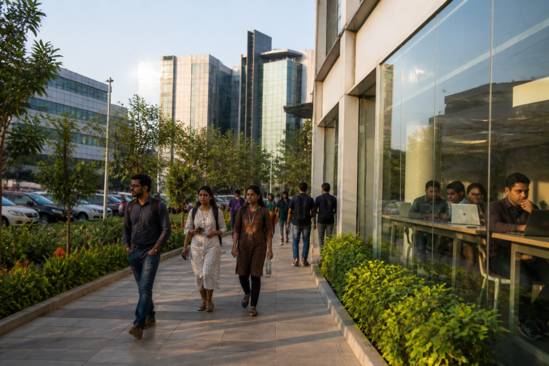Wipro bench policy and Bengaluru’s technology workforce represented by an IT office campus