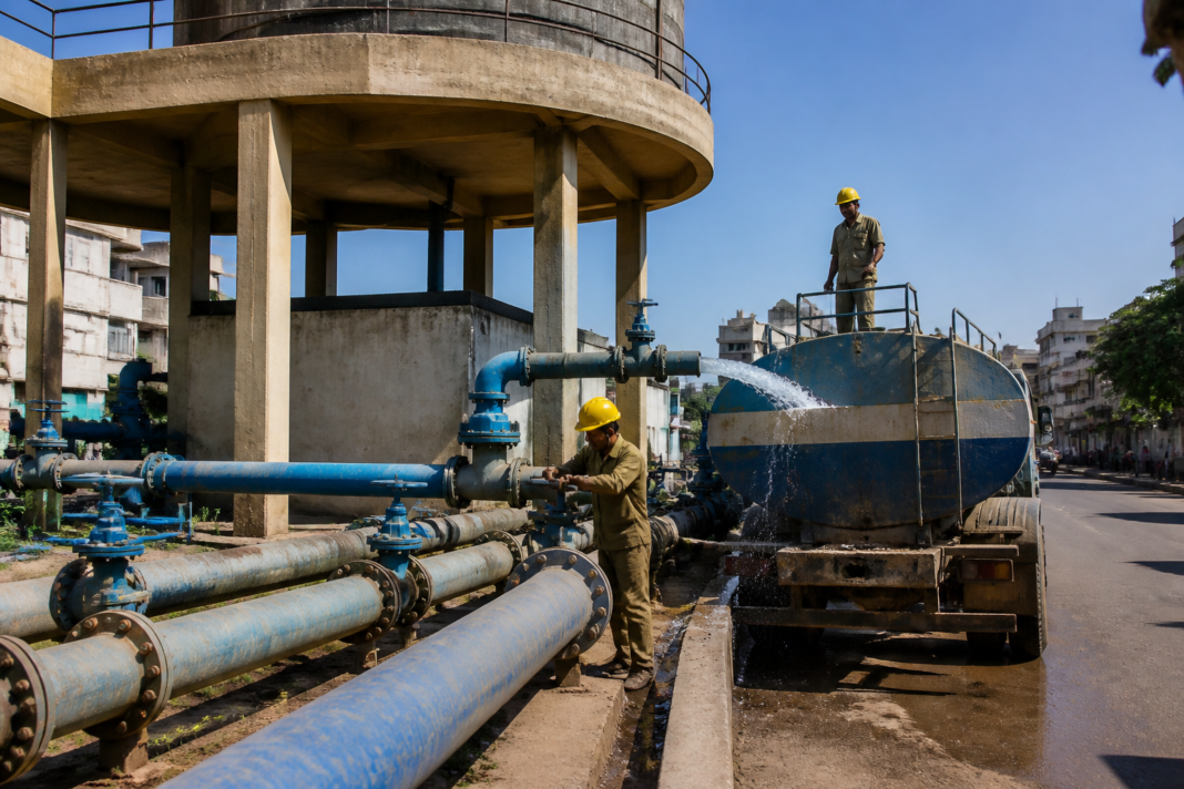 Hyderabad summer water supply planning at a city water distribution facility