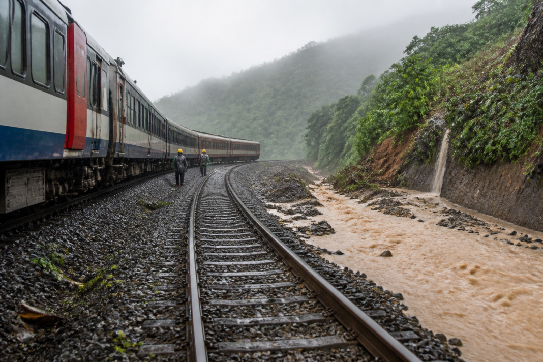 Mizoram railway services disrupted by rain near the Bairabi-Sairang railway line