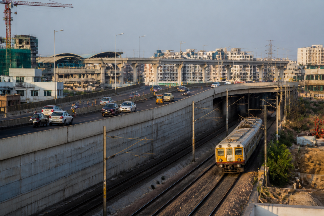 Hyderabad connectivity inspection near the Lingampally-Borabanda MMTS railway line