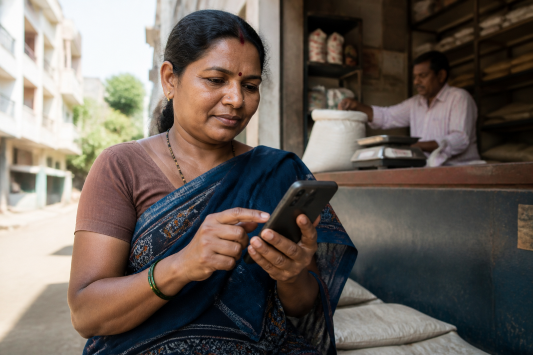 Karnataka ration card e-KYC app being used on a smartphone